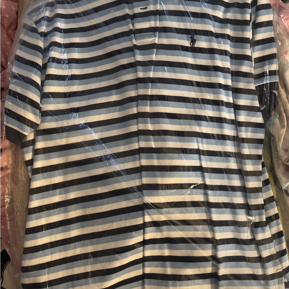 Ralph Lauren Navy and White Striped Polo
